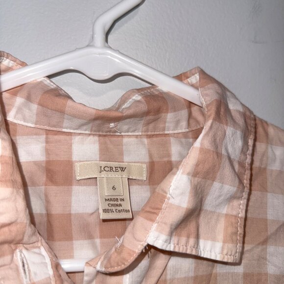 J.Crew Womens Pink Beige & White Gingham Button-Down Shirt Size 6 - Picture 6 of 6